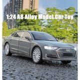 Scowetto Audi A8 Long Quattro Tarzı 1:24 Metal Araba Diecast Audı 6 Kapı Bagaj Kaput Koleksiyon Model Gri