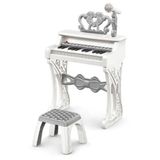 Scowetto Çocuk Piyano Seti Mikrofonlu Müzik Oyuncak Piyano ve Tabure Seti