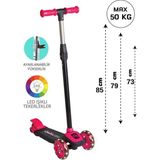 Scowetto LED Işıklı 3 Tekerlekli Yükseklik Ayarlı Turuncu Çocuk Scooter - Pembe