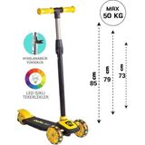 Scowetto LED Işıklı 3 Tekerlekli Yükseklik Ayarlı Turuncu Çocuk Scooter - Sarı