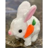 Scowetto Pilli Sesli Zıp Zıp Yürüyen Havuçlu Tavşan Peluş Oyuncak 15CM Eğlenceli ve Güvenli Oyun Arkadaşı