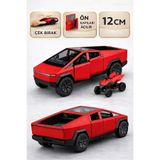 SCOWETTO Tesla cyber Truck 1:32 ölçek Metal Çek bırak 12 cm Oyuncak Araba Kırmızı