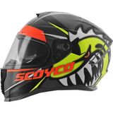 Scoyco 869 Shark Full Face Kask ABS Malzeme ile Güneş Vizörlü ve Intercom Takılabilir Özellikte