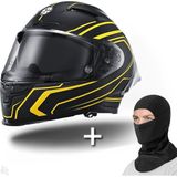 Scoyco FF-871 Flash Mat Siyah-Sarı Güneş Vizörlü Kapalı Kask - Mat Siyah - Sarı
