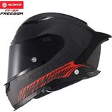 Scoyco FF-871 Freedom Mat Siyah-Kırmızı Güneş Vizörlü Kapalı Kask (Siyah Camlı) - Mat Siyah - Kırmızı
