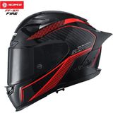 Scoyco FF-871 Full Face Kask Güneş Vizörlü Nefes Alabilir Özellikli Kırmızı-Siyah (S) Erkekler İçin - Kırmızı - Siyah