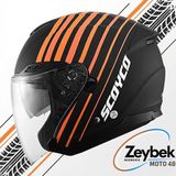 Scoyco OF-669 Track & Cavalry Yarım Kask - Güneş Vizörlü, Intercom Uyumlu, Dot & Ce Onaylı Mat Siyah - XL