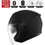 Scoyco OF669 Mat Black Motosiklet Kaskı Güneş Vizörlü Yarım Açık Motorcu Kask - Siyah