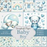 Scrapbook-Papierkollektion: Baby Boy: Thema: Baby Boy, Junge, Geburt, erster Geburtstag. Inhalt: 20 Bastelpapiere (10 verschiedene Designs, jeweils 2x). Format: 8,5 x 8,5 Zoll (21,59 x 21,59 cm)