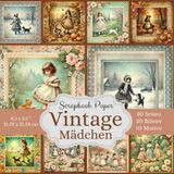 Scrapbook-Papierkollektion: nostalgische Gemälde von Mädchen -: Bezauberndes vintage Motivpapier, 20 Bastelpapiere (10 verschiedene Designs, jeweils 2x) Format: 8,5 x 8,5 Zoll (21,59 x 21,59 cm)