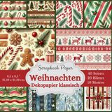 Scrapbook-Papierkollektion: Weihnacht Dekopapier klassisch: 20 Bastelpapiere (10 verschiedene Designs, jeweils 2x) Format: 8,5 x 8,5 Zoll (21,59 x ... rot und grün und blaue, eisige Wintermotive