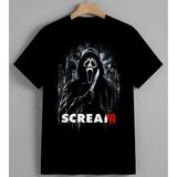 Scream Korku Hayalet Maske Baskılı Unisex Erkek Kadın Oversize Tişört Siyah - XL
