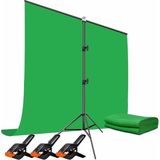Screen Chromakey Greenbox Yeşil Fon Perde (1.5x2 M) + Tek Ayaklı Fon Standı,3 Mandal,youtube Vlog