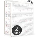 Scribbledo 2'li Paket Kuru Silme El Yazısı Uygulaması Çocuklar için 9 x 12 inç Alfabe İzleme Tahtası Beyaz Tahta Mektup İzleme 3-5 Yaş Çocuklar için Alfabe Harf İzleme Alfabe Alıştırma Kartları