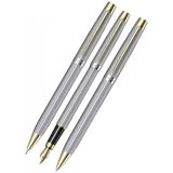 Scrikss 722w 3'lü Balıksırtı Desenli Gold-krom Dolma Kalem & Tükenmez Kalem & Versatil Kalem Seti