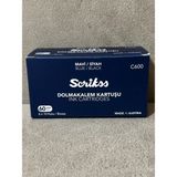 Scrikss Dolma Kalem Kartuşu, Kartuş 6'lı Blister 10'lu Paket Kalem Kartuşu - Mavi - Siyah