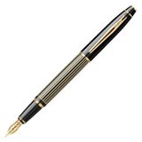 Scrikss Noble 35L Çizgi Desenli Dolma Kalem F Uç Siyah Altın