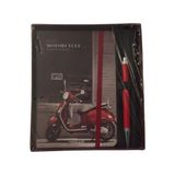 Scrikss Red Motorcycle Çizgili A6 Defter + Smartpen Tükenmez Kalem