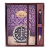 Scrikss Retro Clock A6 Çizgili Defter + Smartpen Mor Tükenmez Kalem