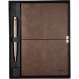 Scrikss SD700-2 Premıum Defter Toledo A5 Kahverengi & 38 Tükenmez Saten Altın Set Özel Hediyelik Kutulu - Saten - Altın