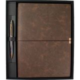 Scrikss SD700-B2 Premıum Defter Toledo B5 Kahverengi & 35 Tükenmez Gold Krom Set Özel Hediyelik Kutulu - Gold - Krom