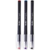 Scrikss Speed Gel Tükenmez Kalem 0.7 Mavi Siyah Kırmızı 3 Lü Set Renkli Ergonomik Tutma
