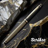 Scrikss - Wizdesign 35L Roller Kalem Çizgi Desenli Siyah Altın (Ömür Boyu Garantili-Kutulu-Kişiye Özel) - 1 Adet - Çizgili
