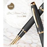 Scrikss & WizDesign 390 Dolma Kalem Mat Siyah Altın M Uç ( Ömür Boyu Garantili - Lüks Kutulu - Kişiselleştirilebilir ) - Mat Siyah - Altın