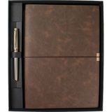 Scrikss - WizDesign SD700-B2-B Premıum Defter Toledo B5 Kahverengi & 38 Roller Saten Altın Set Özel Hediyelik Kutulu (Kişiselleştirilebilir) - Saten - Altın