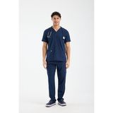 Scrubs Erkek Doktor Üniforması – Likralı Medikal Forma – Carex - Koyu Lacivert - 3XL