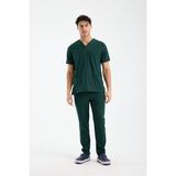Scrubs Erkek Doktor Üniforması – Likralı Medikal Forma – Carex - Koyu Yeşil - XL