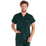 Scrubs Flex Erkek Koyu Yeşil Likralı Kalın Kumaş Cerrahi Doktor Forması Ve Hemşire Forması Takımı