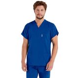 Scrubs Flex Erkek Saks Mavi Likralı Kalın Kumaş Cerrahi Doktor Forması ve Hemşire Forması Takımı