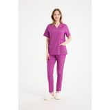Scrubs Kadın Doktor Üniforması Üst Forma – Likralı Medikal Giyim | Carex - Açık Pembe - Fuşya