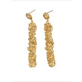 Sculptra Dokulu Uzun Sallantılı Küpe Gold