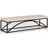 SCY Home Garden Fade Dekoratif Yatak Ucu Oturma Bankı Makyaj Oturağı Metal Ayaklı Bej Puf Bench Krem