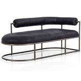 SCY Home Garden Lingua Modern Divan Suni Deri Yatak Ucu Oturma Bankı Makyaj Oturağı Metal Ayaklı Sırtlıklı Puf Bench Siyah