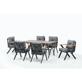 SCY Home Garden Scbm-247 Lina Modern 6 Kişilik Bahçe Yemek Masa Takımı Bahçe Mobilyası Oturma Grubu Çay Seti Bistro Gri