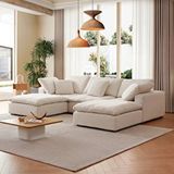 SCY Home Garden Scks-059 Regen Bej U Tipi Köşe Koltuk Takımı Dekoratif Özel Tasarım Modüler Pofuduk Köşe Grubu