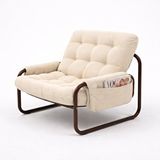 SCY Home Garden Scks-082 Atlas Retro Lounge Tekli Koltuk Metal Ayaklı Yumuşak Oturum Berjer Kahvrengi - Farklı renk seçenekleri mevcuttur.