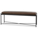 SCY Home Garden Tesque Kahverengi Suni Derili Metal Ayaklı Dikdörtgen Puf Dekoratif Montajsız Yatak Ucu Bench Bank