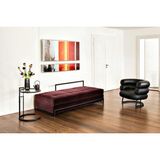 SCY Ovento Modern Metal Detaylı Puf Bench Ofis Lobi Koltuğu Kanepe - Bordo