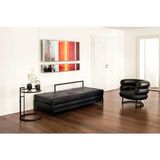 SCY Ovento Modern Metal Detaylı Puf Bench Ofis Lobi Koltuğu Kanepe - Siyah