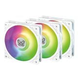 SCYTHE Wonder Tornado 120mm ARGB Beyaz Kasa Fanı 3’lü Paket, 26mm Kalınlık, 2500 RPM, FDB Rulman, Titreşim Önleyici Tasarım, 3-Pin ARGB, 120.000 Saat Ömür, PC ve Sıvı Soğutma Uyumlu
