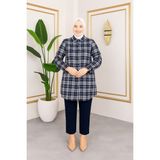 Sd Butik Ekose Tesettür Gömlek - 50 - 0A8-Lacivert