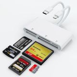 SD, CF, XD, Micro SD, MS Kartlar için Çoklu Kart Okuyucu, 5'i 2 Arada Çoklu Hafıza Kartı Okuyucu OTG Adaptör Hub, iPhone 16/iPhone 15/iPad/MacBook/Samsung, Windows, Mac OS, iOS, Linux, Android, Chrome