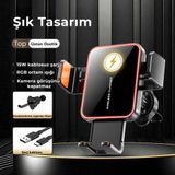 SD15 15W Hızlı Kablosuz Şarjlı Araç Telefon Tutucu - RGB Işıklı, Havalandırma Uyumlu, Sarsıntı Önleyici Otomatik Kavramalı