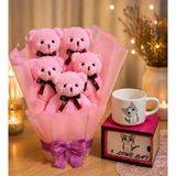 Şdb Gift Ayıcık Buketi + Kedi Kupa + Kutu Sevgiliye Tatlı & Romantik Hediye Seti Kedi Temalı Hediye