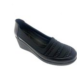 Sdf B-03 Deri Trend Fashion Dolgu Topuklu Kadın Ayakkabı - Siyah