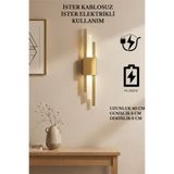 Sdlight Gold Renk Pilli Elektrikli Modern Lüks Duvar Aplik Simetri